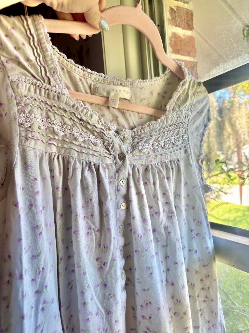 eileen west 100% cotton floral nightgown dress s cottagecore coquette prairie - Picture 6 of 7